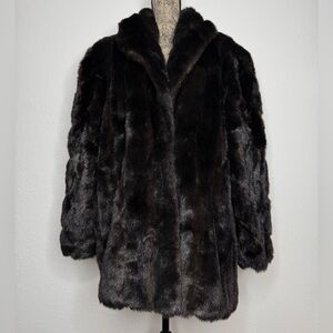 Vintage 80s/90s Chocolate Brown Faux Fur Coat | Old Hollywood Luxe | Modacrylic